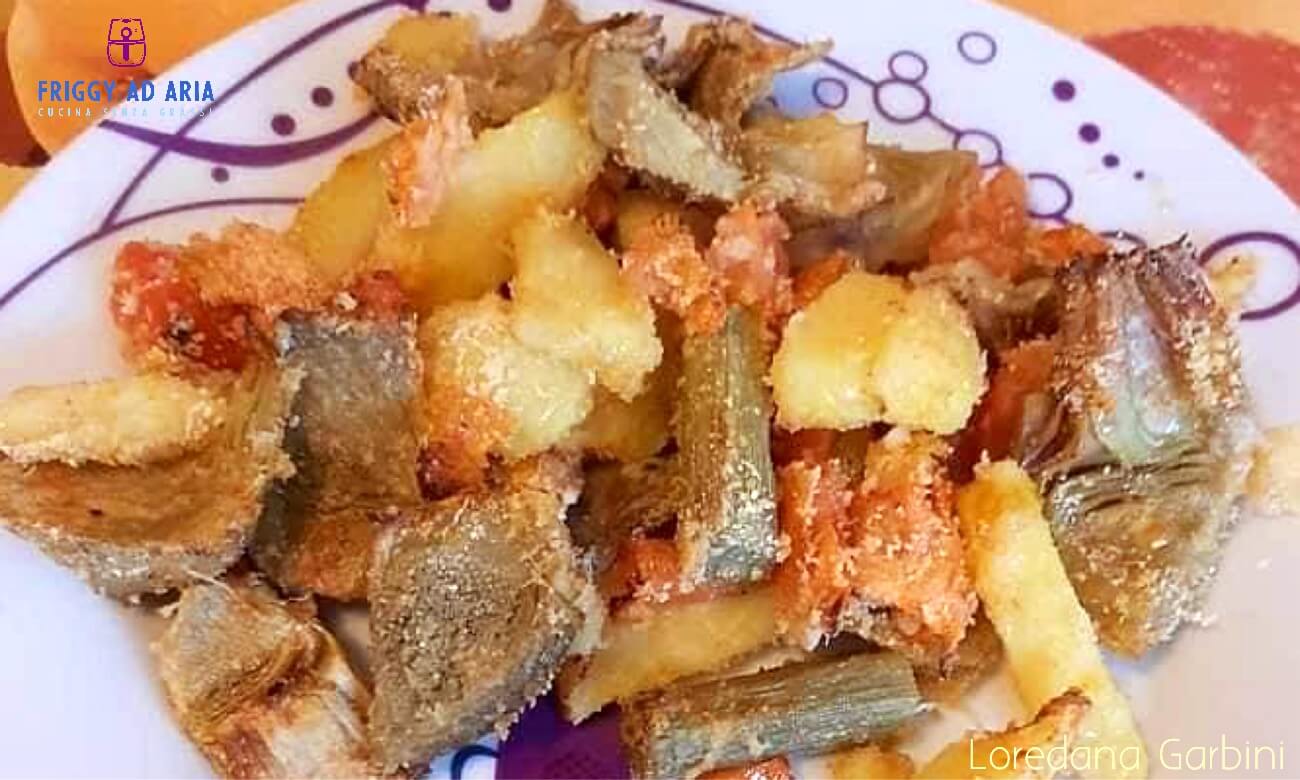 carciofi e patate in friggitrice ad aria