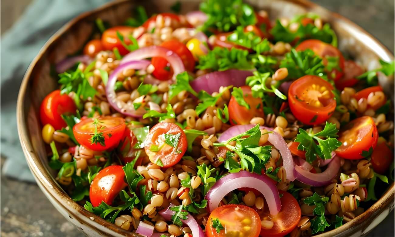 Le indicazioni da seguire per le tempistiche dell’insalata di quinoa e lenticchie col Bimby Per fare questa tipologia d’insalata, è importante attenersi alle seguenti informazioni, così da ottenere un’ottima riuscita di tale piatto. Un’insalata, questa, che si cucina soprattutto nel periodo estivo. In ogni caso, questa è una ricetta che volendo si può realizzare anche durante tutto l’anno. Preparazione: 10 minuti circa Tempi di Cottura: 30 minuti Tempi di Riposo: minimo 30 minuti Difficoltà: Media Porzioni: 3 Persone Ingredienti: Cosa ci occorre per l’insalata di lenticchie e quinoa nel Bimby - 200 g Quinoa - 200 g Lenticchie secche - 1 Cetriolo tagliato a cubetti - 1 Cipolla rossa di Tropea, da tagliare a fettine assottigliate - 15 g Coriandolo fresco, sia gambi che foglie - 2 Pomodori tagliati a cubetti - 15 g Menta fresca - 15 g Prezzemolo fresco - 1 Limone (succo) - 75 ml Olio extravergine di oliva - Sale q.b. Istruzioni: I dettagli per l’esecuzione dell’insalata di lenticchie e quinoa 1. Versare 1000 g di acqua e 1 ½ cucchiaino di sale internamente al boccale del Bimby. Cuocere per 10min./vel.1 a 100°; 2. Unire la quinoa e le lenticchie secche nel cestello del Varoma. Ora posizionare il Varoma sul Bimby, cuocendo per 20min./vel.4 a 100°; 3. Una volta pronte, mettere le lenticchie e la quinoa cotte su un piatto da portata, lasciandole da parte. Dopodiché dovrete pulire il Varoma; 4. Proseguire mettendo nel boccale del Bimby i pomodori col cetriolo e la cipolla, tritandoli per 5sec./vel.5. A questo punto scolare le verdure tramite il cestello, per togliere l’acqua eccedente. Aggiungerle quindi al piatto con la quinoa e le lenticchie; 5. Adesso inserire nel boccale del Bimby il prezzemolo, il coriandolo, la menta, il succo di limone, l’olio extravergine di oliva e giusto un pizzico di sale. Tritare per 4sec./vel.8; 6. Porre il condimento sull’insalata di lenticchie e quinoa nel piatto, amalgamando bene tutti gli ingredienti; 7. Lasciare riposare l’insalata in frigo almeno per 30 minuti, così da accentuare i sapori; 8. Servire l’insalata di lenticchie e quinoa come contorno oppure come piatto principale, lievemente fredda o a temperatura ambiente.