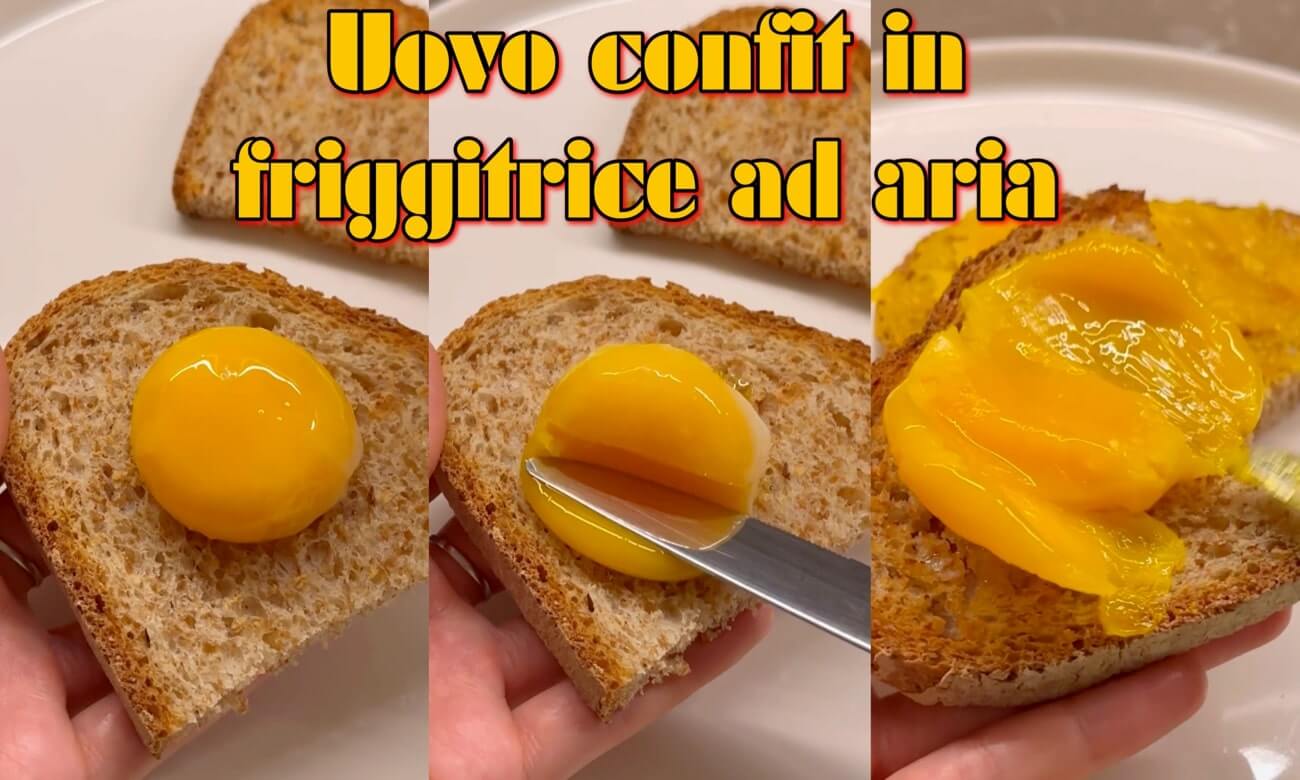 Uovo confit in friggitrice ad aria
