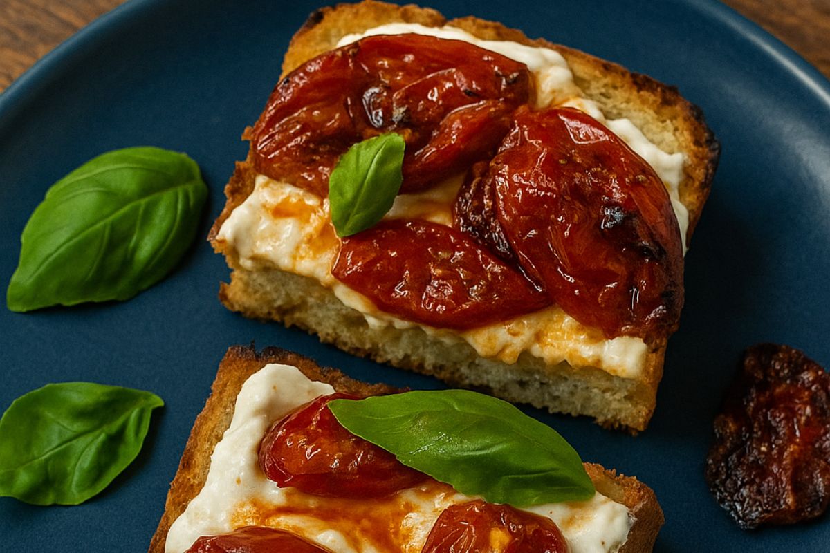 bruschette con pomodorini arrosto in friggitrice