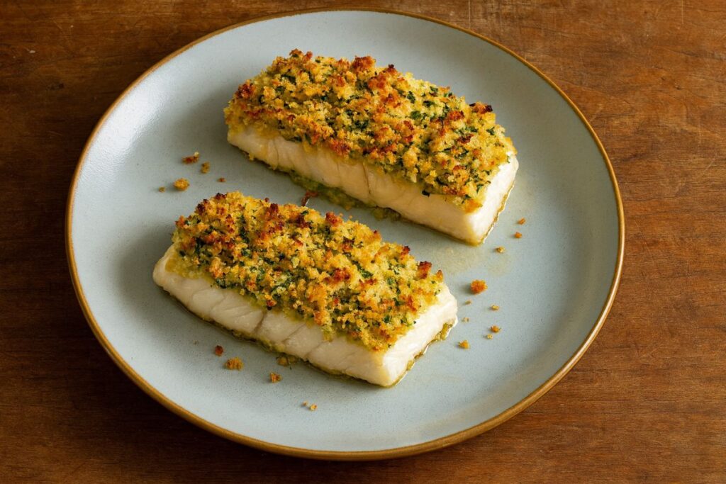 filetti di merluzzo in crosta con crema di broccoli