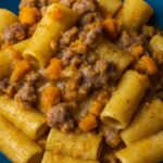 rigatoni con il sugo di zucca e salsiccia con il Bimby