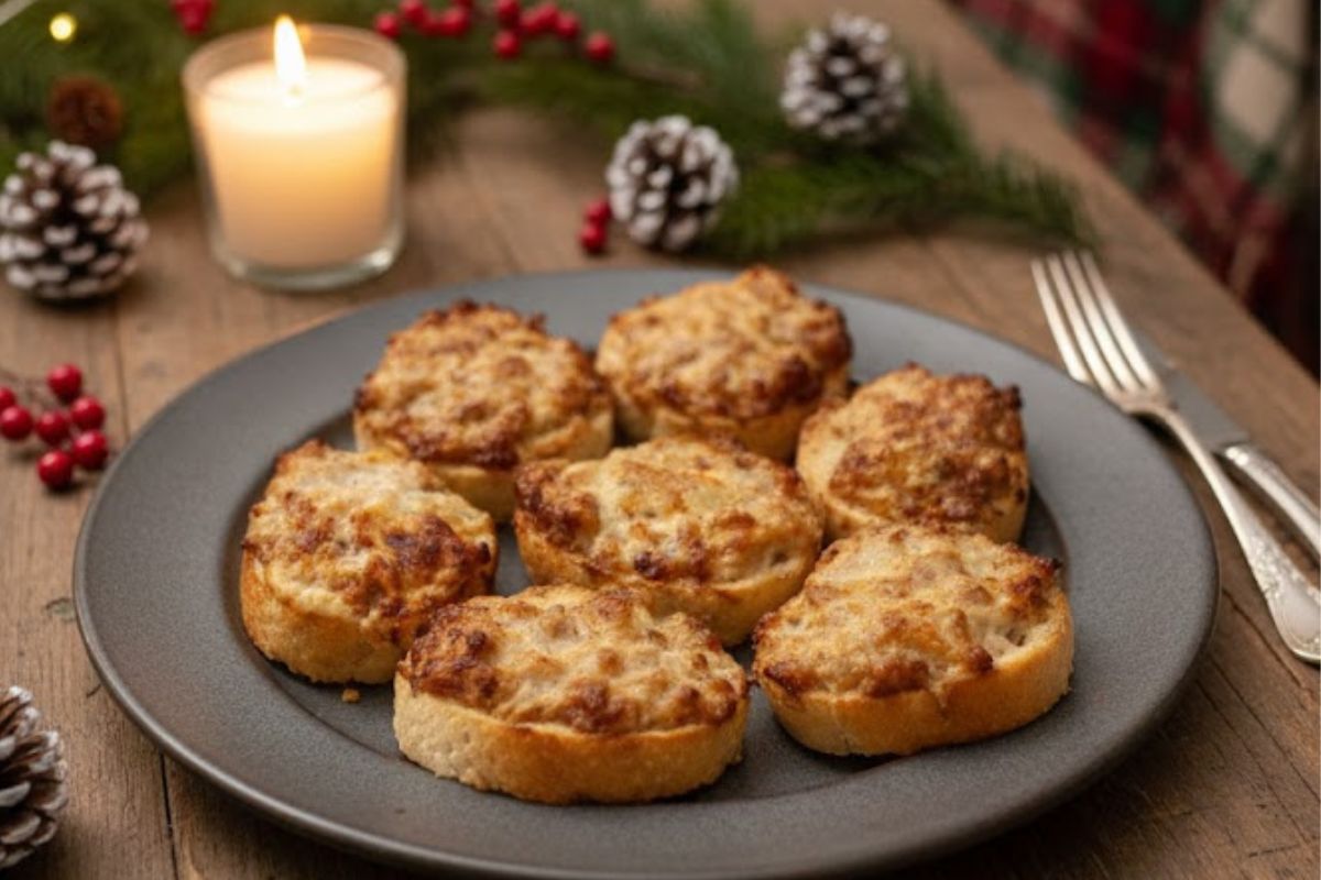 crostini con stracchino e salsiccia in friggitrice ad aria
