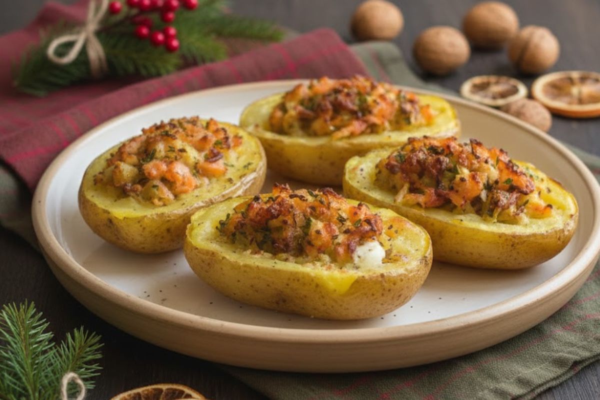 patate ripiene con salmone in friggitrice