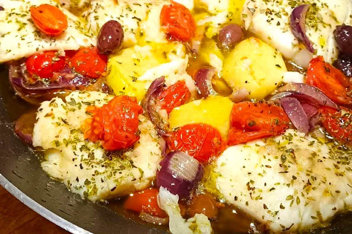 baccalà con cipolle e olive