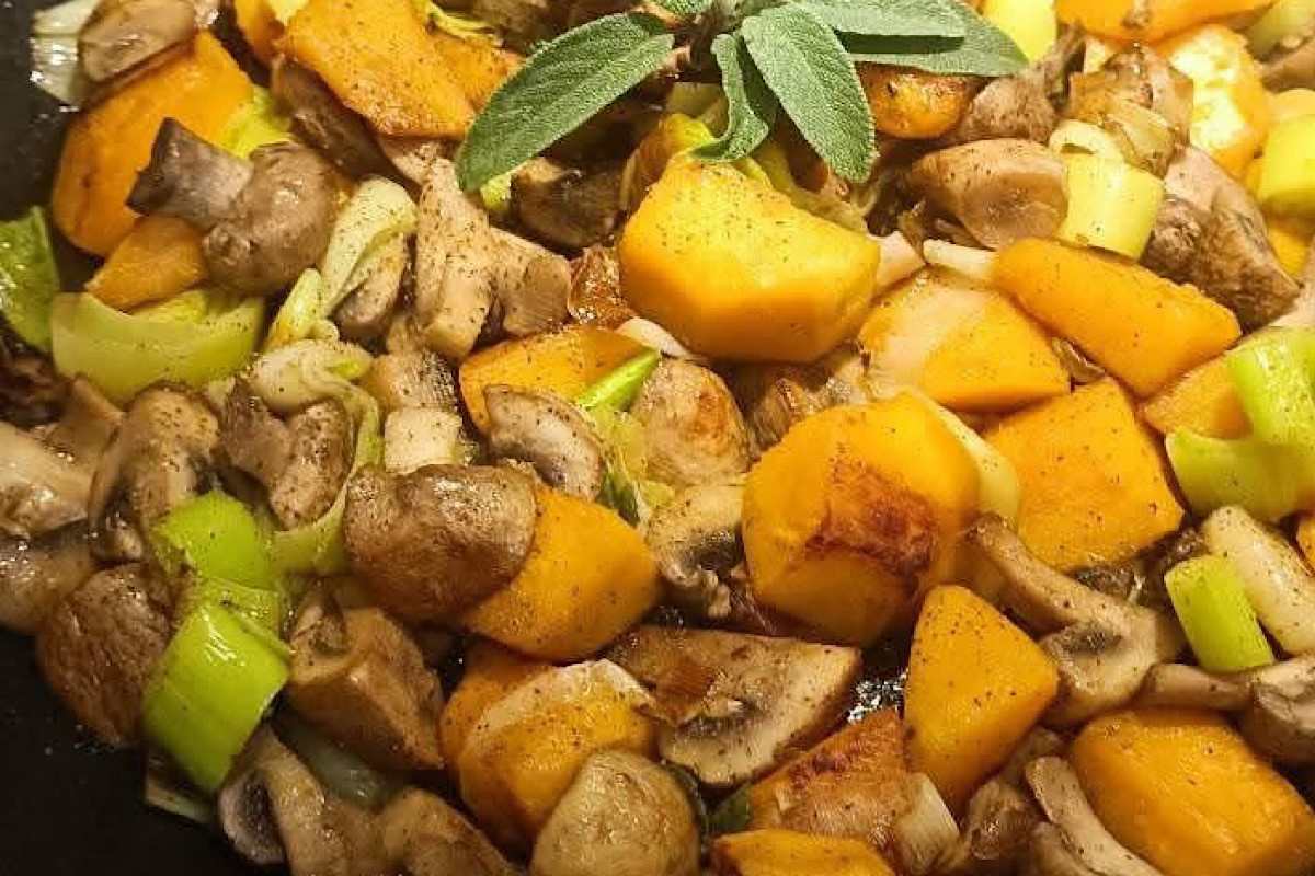zucca a cubetti e funghi a