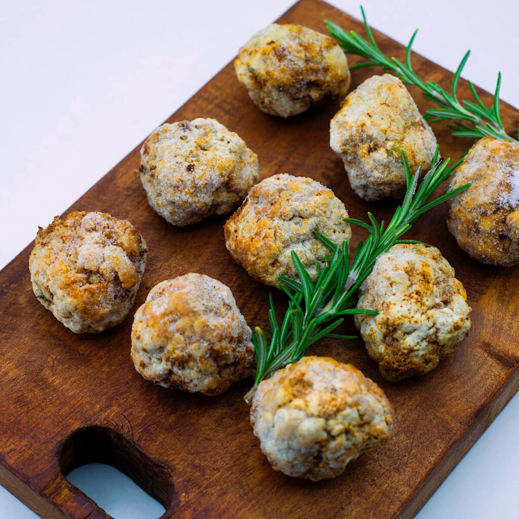 Polpette con porri e rosmarino