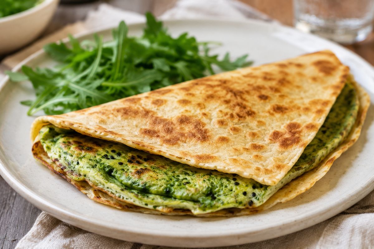 Piadina keto con frittata alla rucola