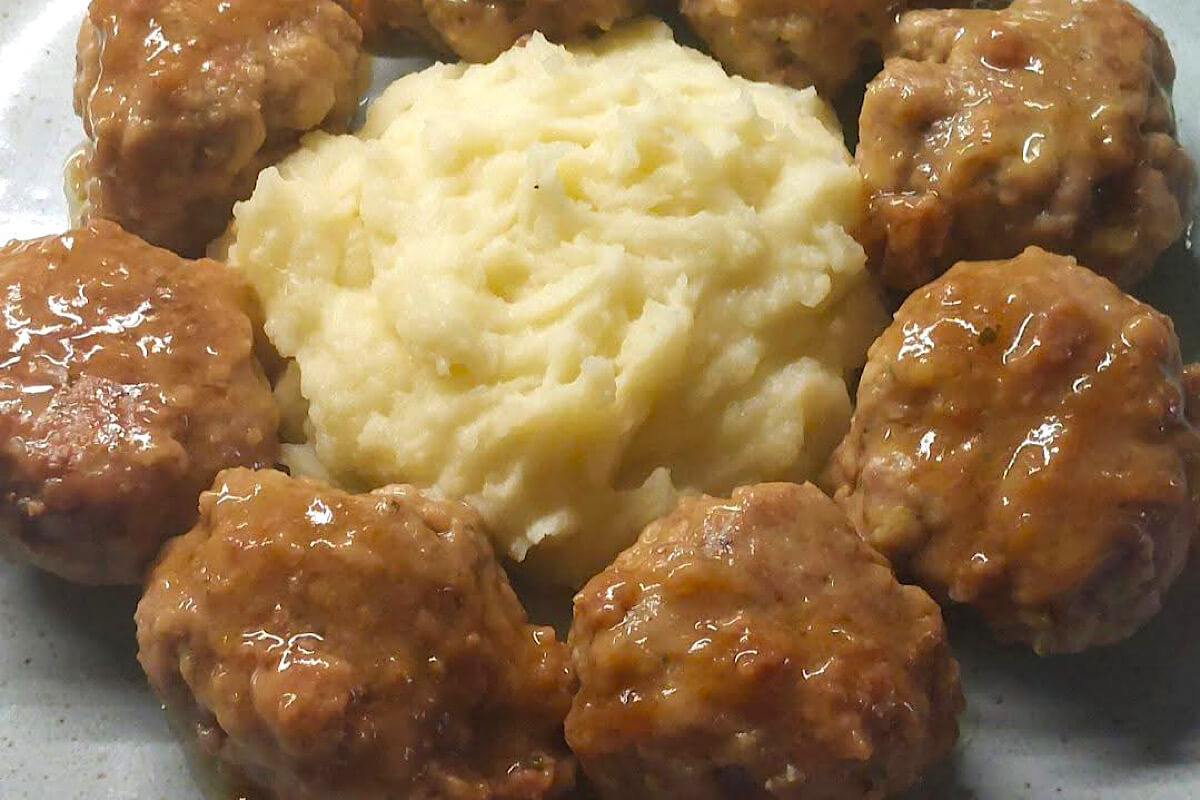 Polpette alla birra con purè di patate