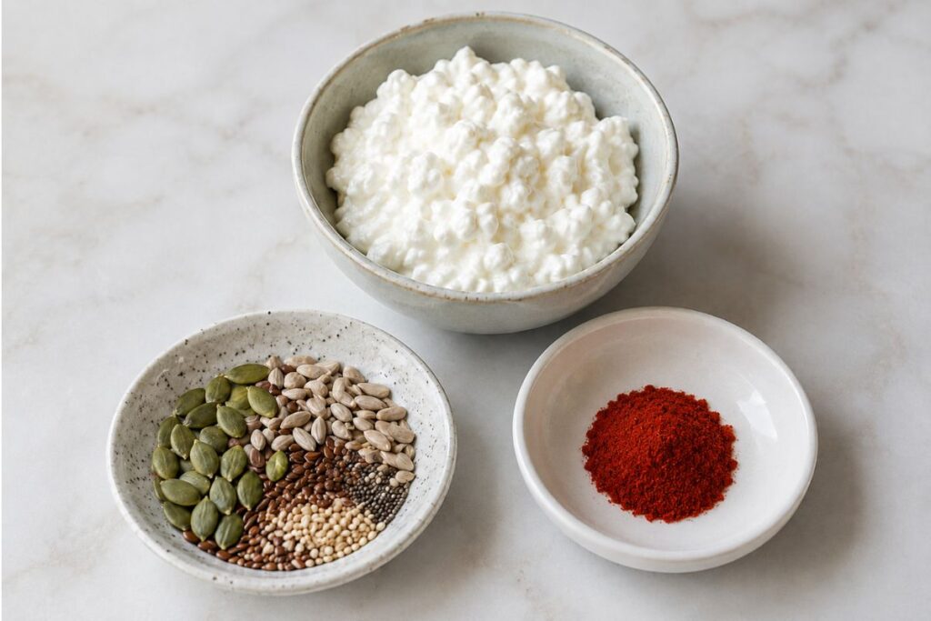 Chips di fiocchi di latte con spezie e semi, ingredienti