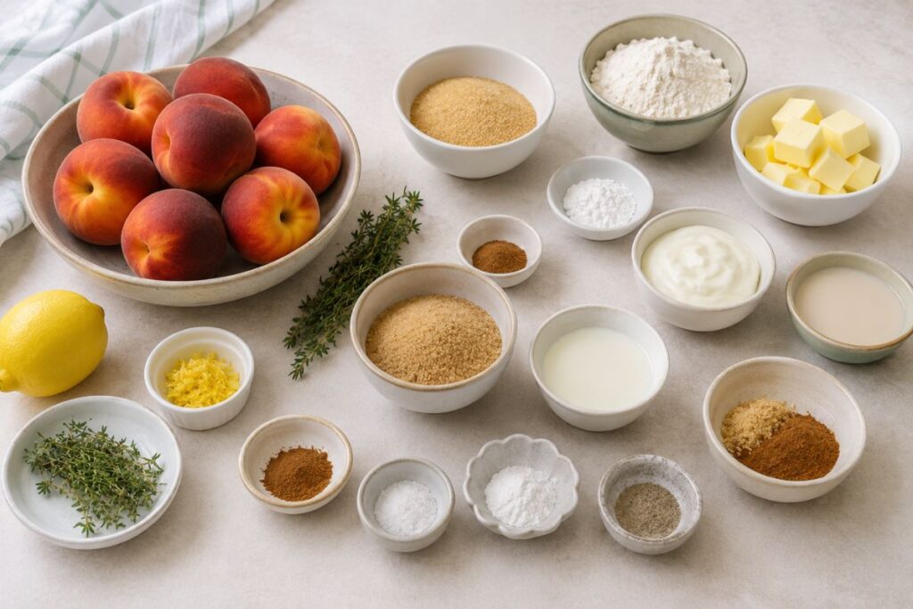 Cobbler alle pesche, limone e timo, ingredienti