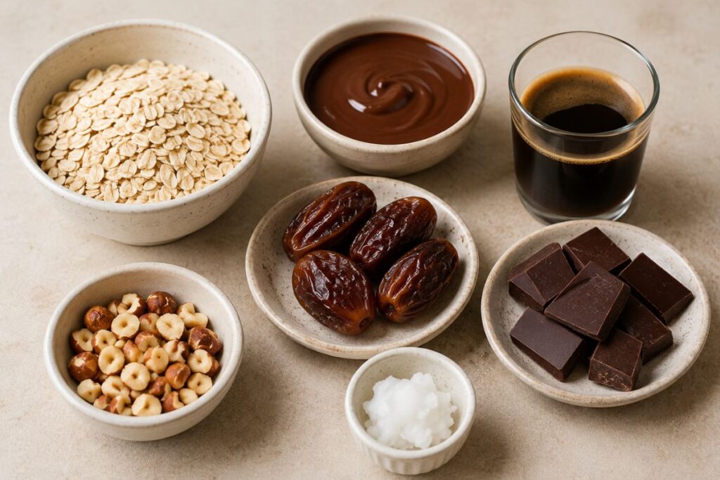 Cubetti avena, caffè e cioccolato senza cottura, ingredienti