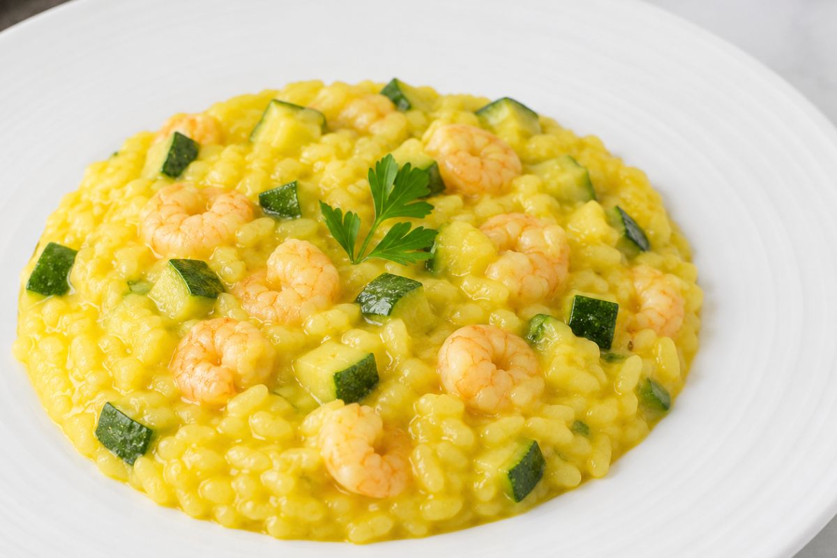 Risotto con zucchine, gamberetti e zafferano con il Bimby